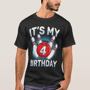 Kinder 4 Jahre alt Bowling 4. Geburtstag Party Jun T-Shirt