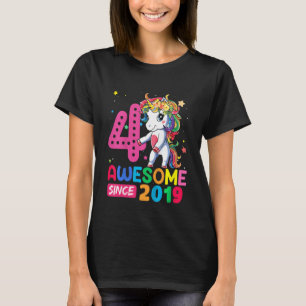 Kinder 4 Jahre alt Einhorn Blüte 4. Geburtstagskin T-Shirt