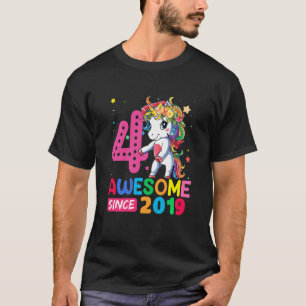 Kinder 4 Jahre alt Einhorn Blüte 4. Geburtstagskin T-Shirt