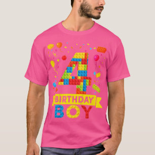 Kinder 4 Jahre alt Gebäude Blöcke 4. Geburtstag Ju T-Shirt