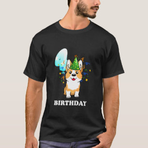 Kinder 4 Jahre alt Kind 4. Geburtstag Corgi Welpe T-Shirt