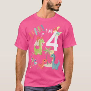 Kinder 4 Jahre alt Roar I m 4 4th Birthday Boy T R T-Shirt