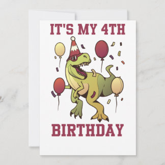 Kinder 4 Jahre alte Dinosaurier Geburtstag 4. Part Einladung