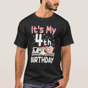 Kinder 4 Jahre alte Landtiere Es ist mein 4. Bir T-Shirt