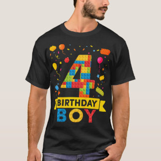 Kinder 4 Jahre altes Gebäude blockiert 4. Geburtst T-Shirt