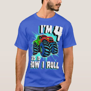 Kinder 4 Jahre Altes Junge Monster LKW Geburtstags T-Shirt
