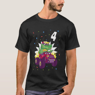 Kinder 4 Jahre Geburtstag 4 Jahre Junge Dino Digge T-Shirt