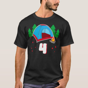 Kinder 4 Jahre Geburtstag Camping Lagerfeuer Natur T-Shirt
