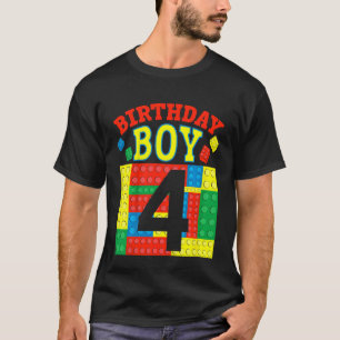 Kinder 4 Jahre Junge Ziegelbauer 4. Geburtstag Bl. T-Shirt