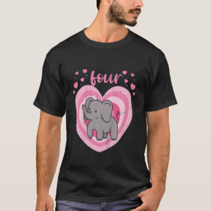 Kinder 4 Jahre Niedlicher Elefant Geburtstagskind T-Shirt