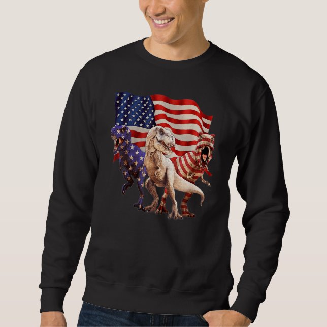 Kinder 4. Juli Amerisaurus Rex Dinosaurier Jungen  Sweatshirt (Vorderseite)