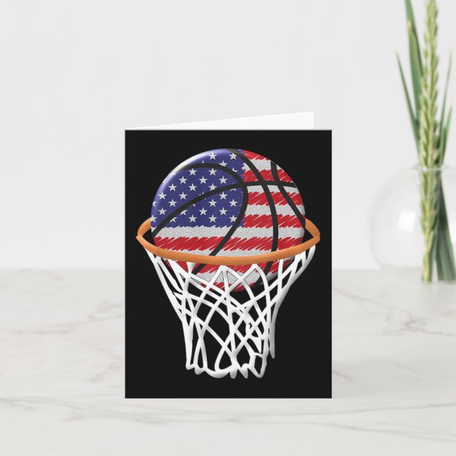 Kinder 4. Juli Basketball USA Flagge Kinder Jugend Karte (Vorderseite)