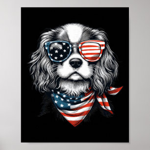 Kinder 4. Juli mit Cavalier King Charles Spaniel Poster