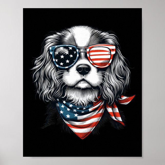 Kinder 4. Juli mit Cavalier King Charles Spaniel Poster (Vorne)