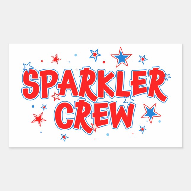 Kinder 4. Juli Shirt: Sparkler-Crew Rechteckiger Aufkleber (Vorderseite)