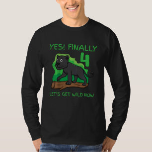 Kinder 4 Vierter Geburtstag Party Cake Panther Zoo T-Shirt