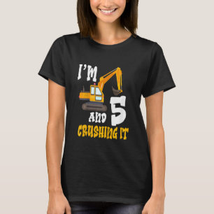 Kinder 5 5 Jahre 5. Geburtstag Digger Boy Construc T-Shirt