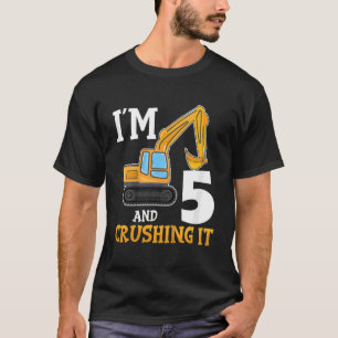 Kinder 5 5 Jahre 5. Geburtstag Digger Boy Construc T-Shirt
