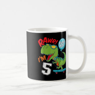 Kinder 5. Geburtstag 5 Jahre alter Junge T-rex Ska Kaffeetasse