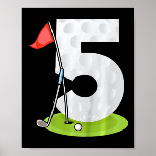 Kinder 5. Geburtstag Golf Lustiger Golfer 5 Jahre Poster