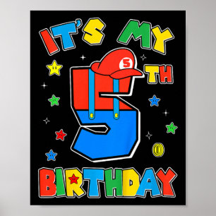 Kinder 5. Geburtstag Junge Super Gamer Gaming Them Poster