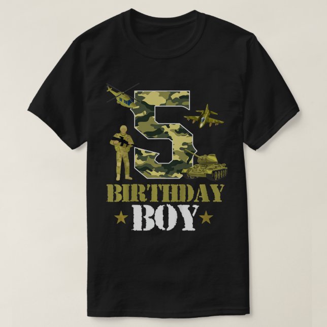 Kinder 5. Geburtstag Militärische Camouflage Junge T-Shirt (Design vorne)
