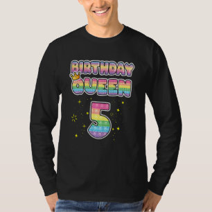 Kinder 5. Geburtstag Queen 5 Cool Popper Number Po T-Shirt