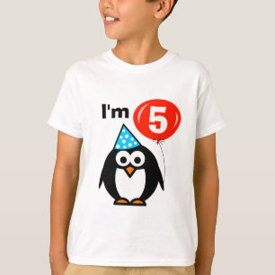 Kinder 5. Geburtstag Shirt mit Pinguin-Cartoon