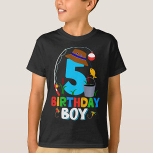 Kinder 5. Geburtstags-Shirt Junge Angeln Fisch Geb T-Shirt