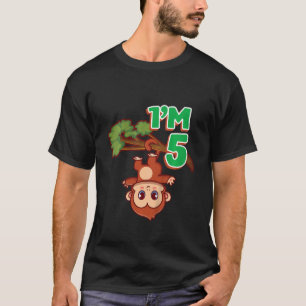 Kinder 5 Geburtstagsparty 5 Jahre Affe Ape Zoo Ani T-Shirt