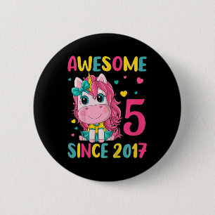 Kinder 5. Geburtstagsparty Einhorn Mädchen 5 Jahre Button