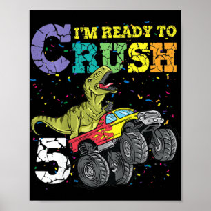 Kinder 5 Jahre alt 5. Geburtstag Dinosaurier Trex  Poster