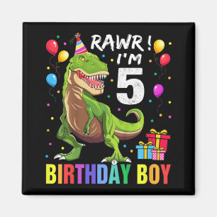 Kinder 5 Jahre alt 5. Geburtstag Junge T Rex Dinos Magnet