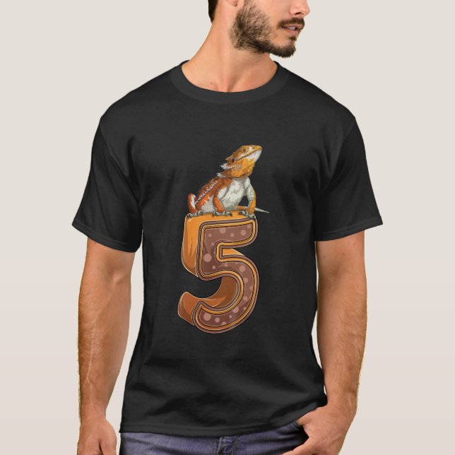 Kinder 5 Jahre alt Bartdrache Reptil 5. Birthda T-Shirt (Vorderseite)
