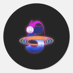 Kinder 5 Jahre alt Basketball 5. Geburtstag Teil Runder Aufkleber