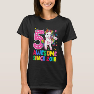 Kinder 5 Jahre alt Einhorn Blüte 5. Geburtstag Gir T-Shirt