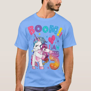 Kinder 5 Jahre alt Einhorn Blüte 5. Geburtstag Gir T-Shirt