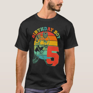 Kinder 5 Jahre alt Eishockey Retro Geburtstagspart T-Shirt