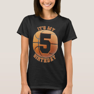 Kinder 5 Jahre alt Geburtstag Basketball 5. Geburt T-Shirt