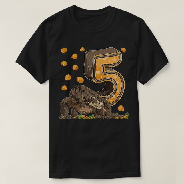 Kinder 5 Jahre alt Komodo Dragon Reptile 5. Geburt T-Shirt (Design vorne)