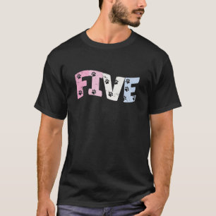 Kinder 5 Jahre alter Niedlicher Hund Paw Geburtsta T-Shirt