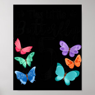 Kinder 5 Jahre alter Schmetterling Geburtstagskind Poster