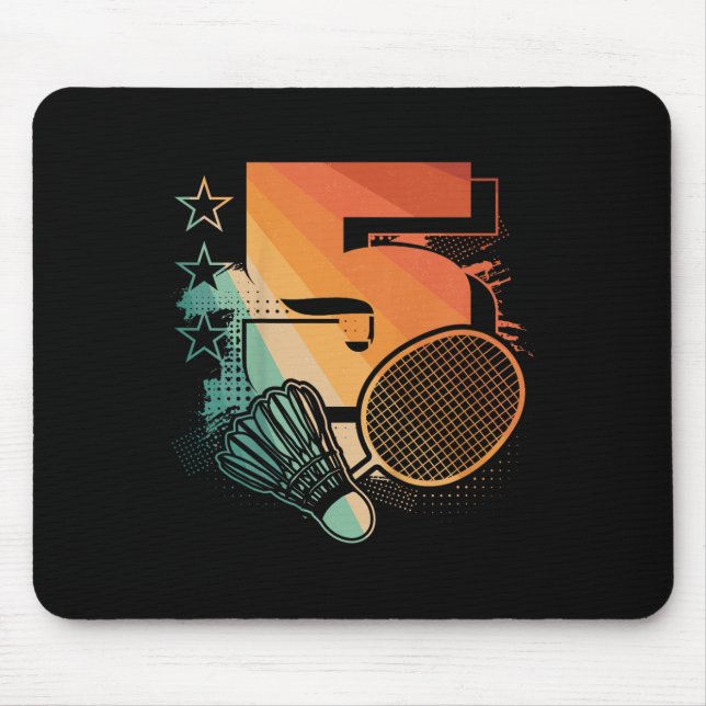 Kinder 5th Birthday Boy Badminton Player Badminton Mousepad (Vorne)