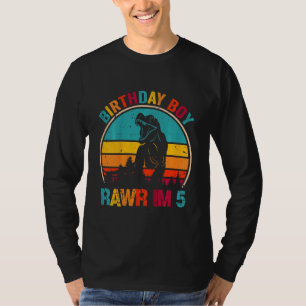 Kinder 5th Birthday Boy Rawr Ich bin 5 Dinosaurier T-Shirt