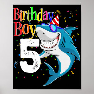 Kinder 5th Birthday Boy Shark Jaw - einige 5 Boys Poster