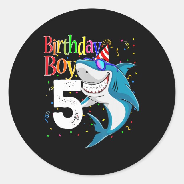 Kinder 5th Birthday Boy Shark Jaw - einige 5 Boys  Runder Aufkleber (Vorderseite)