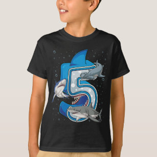 Kinder 5th Birthday Boys Shark 5 Jahre alter Ozean T-Shirt
