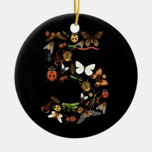 Kinder 5th Birthday Bugs Insects Beetles Boys Girl Keramik Ornament (Vorne)