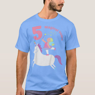 Kinder 5th Birthday Girl Unicorn Fairy Im 5 Years  T-Shirt