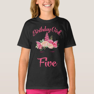 Kinder 5th Birthday Girl Unicorn Shirt fiveth Birt